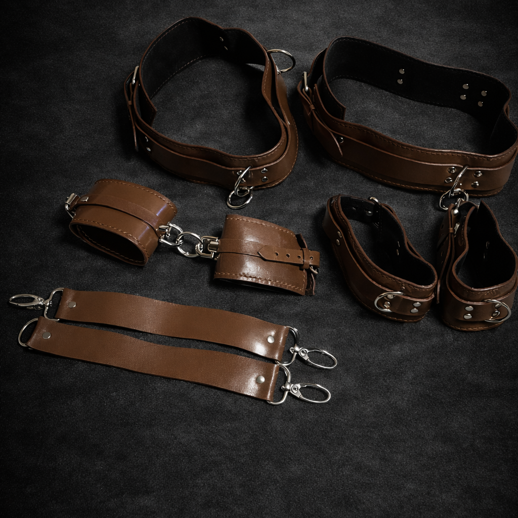 Ensemble d'entraves marron -Obession Cuir